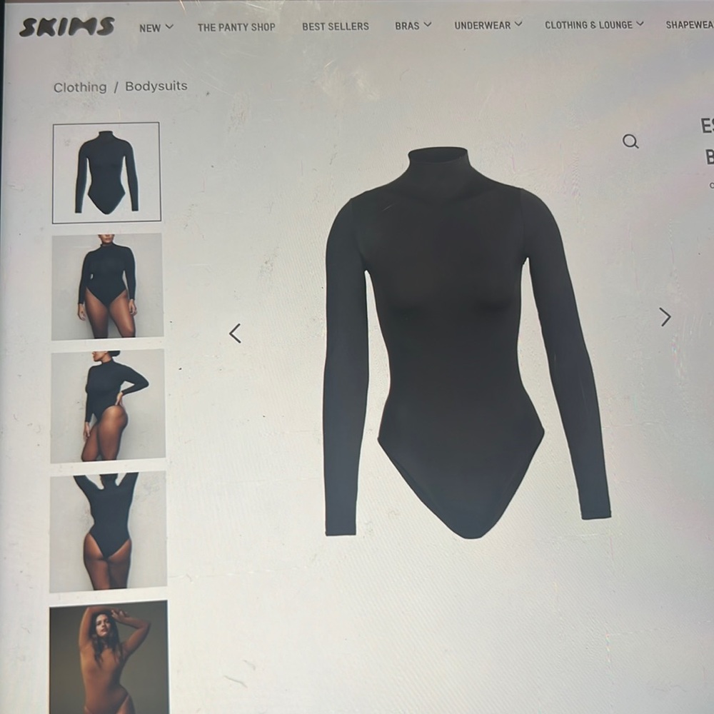 Skims Essential Mock Neck Long Sleeve Bodysuit - Picture 1 of 8